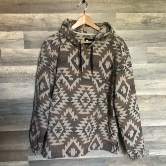 Hooké Appalachian Aztec Navaho Southwestern Pattern Wool Blend Hoodie Medium - Picture 2 of 11